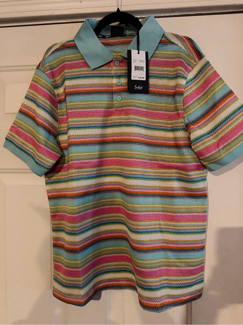 Men striped polo shirt.